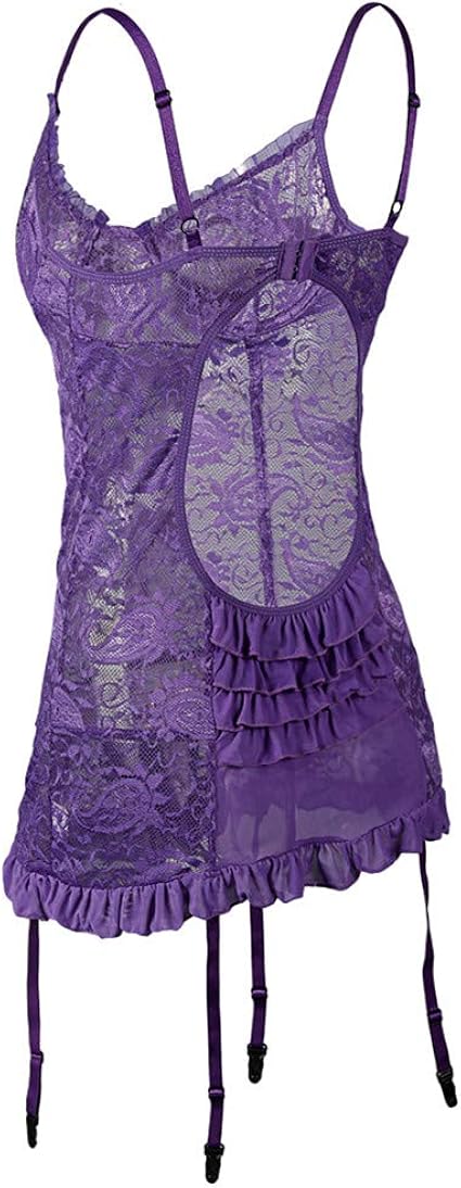 Damen Strapsen Set 3-teilig - Teddy-Body Mit PU-Schnürstrumpfband