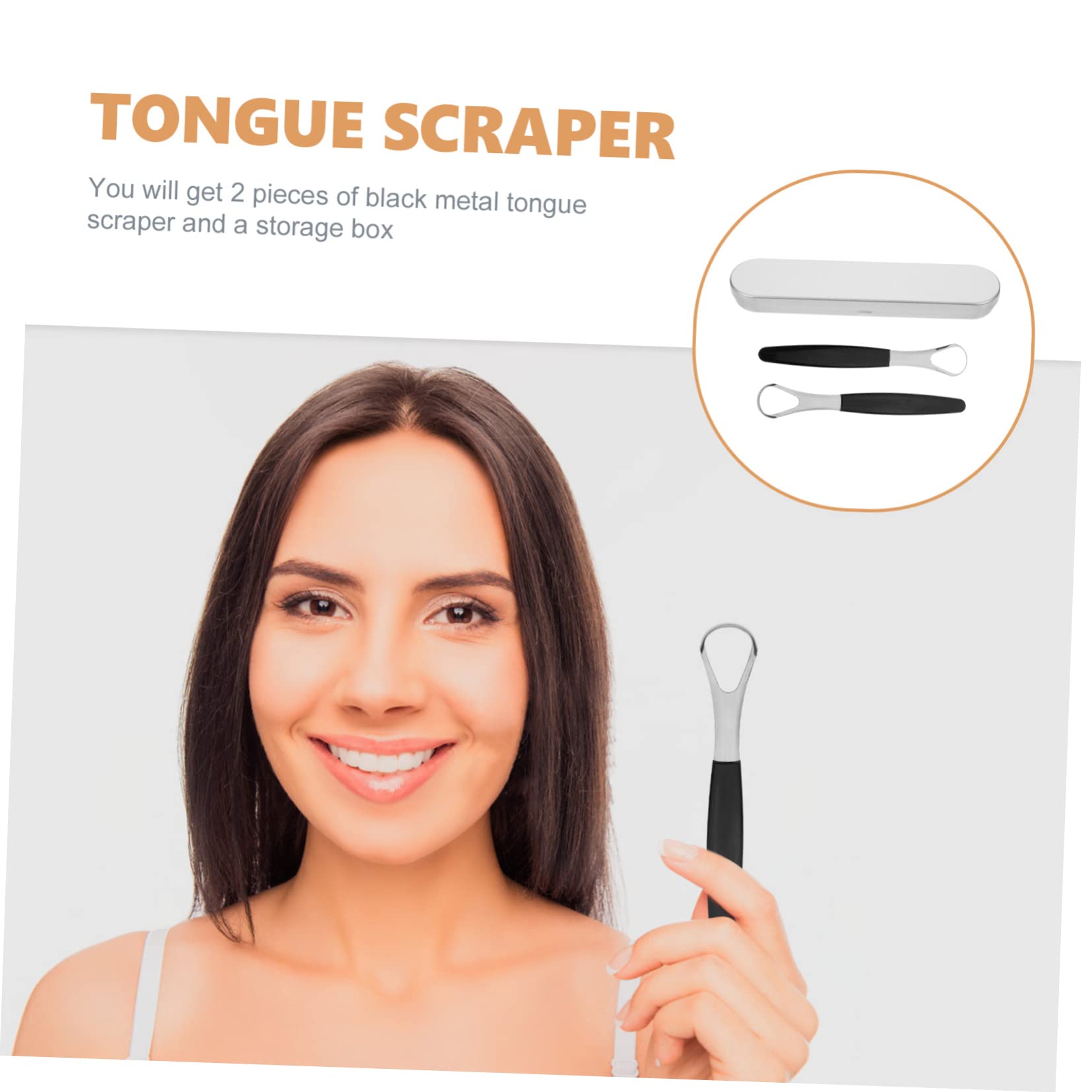 PACKOVE Tongue Scrapper for Adults Portable Bad Breath Removal Tool Oral Care Supplies Compact Design Stainless Steel 1 Set