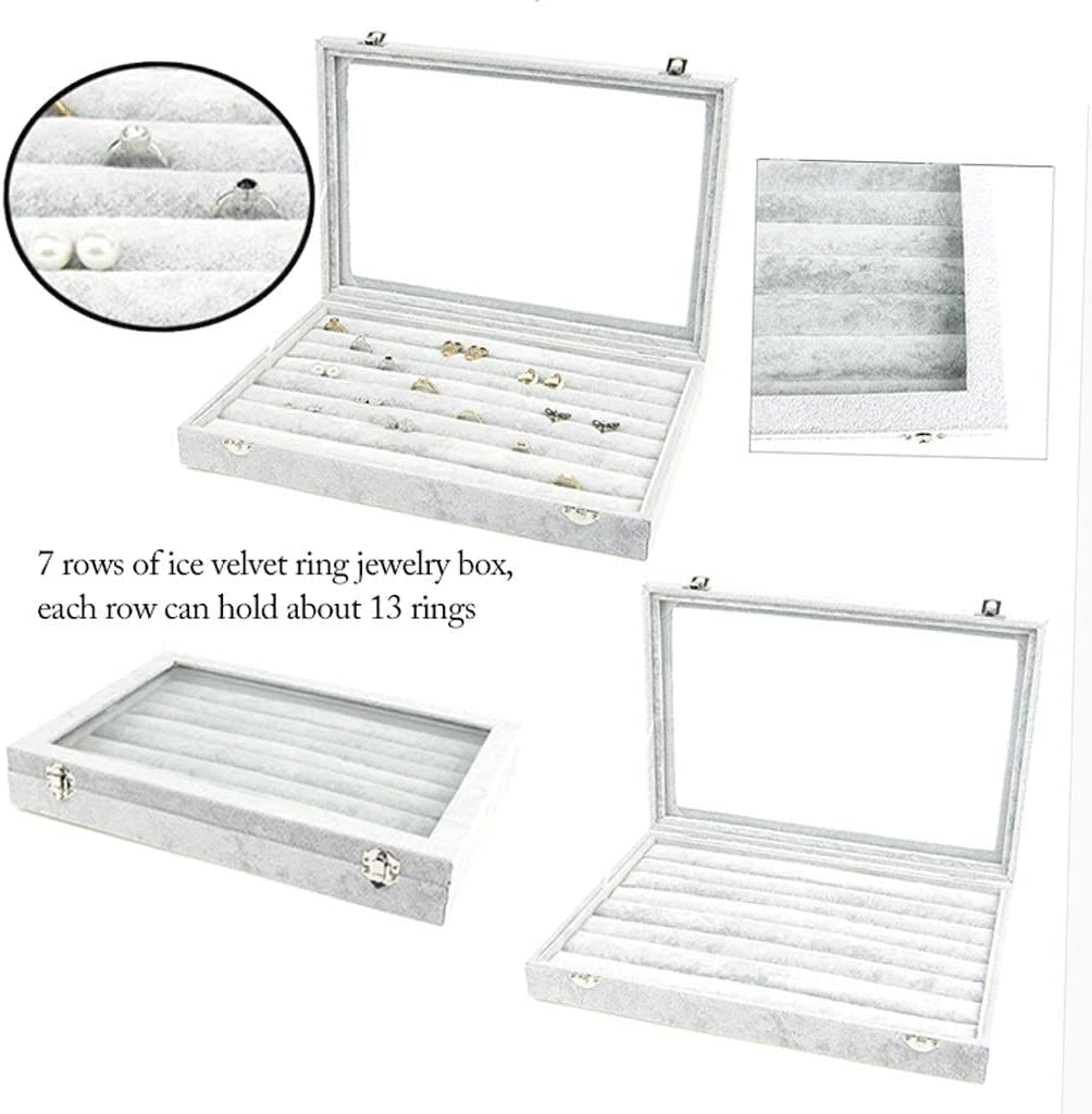 NZPOST Joyero con Tapa de Cristal Transparente, 10 diseños Diferentes, Organizador de Joyas de Terciopelo, joyero