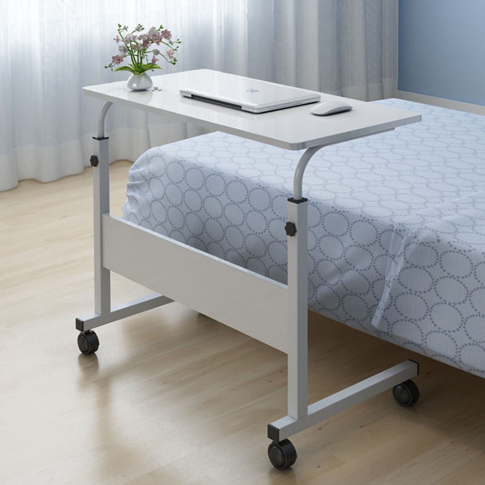 Table de bureau mobile pliable et réglable en hauteur - Bureau debout blanc 60x40