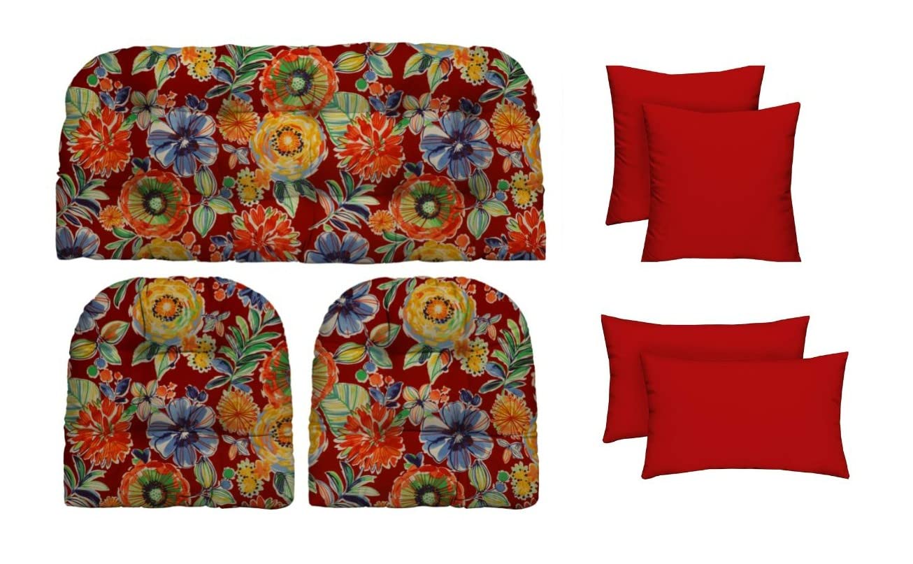 RSH Décor Indoor Outdoor 7 Piece Tufted Wicker Cushion Set (Loveseat 41