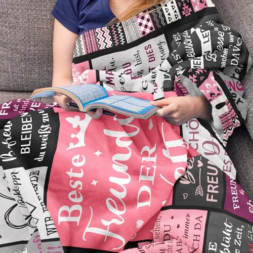 YESTUTI Beste Freundin Geschenke, Geschenk Beste Freundin Geburtstag, Bestie Freundschaft Geschenke, Freundinnen Geschenkideen Geschenk, Geburtstagsgeschenk für Frauen Frau, Decke 150x130CM