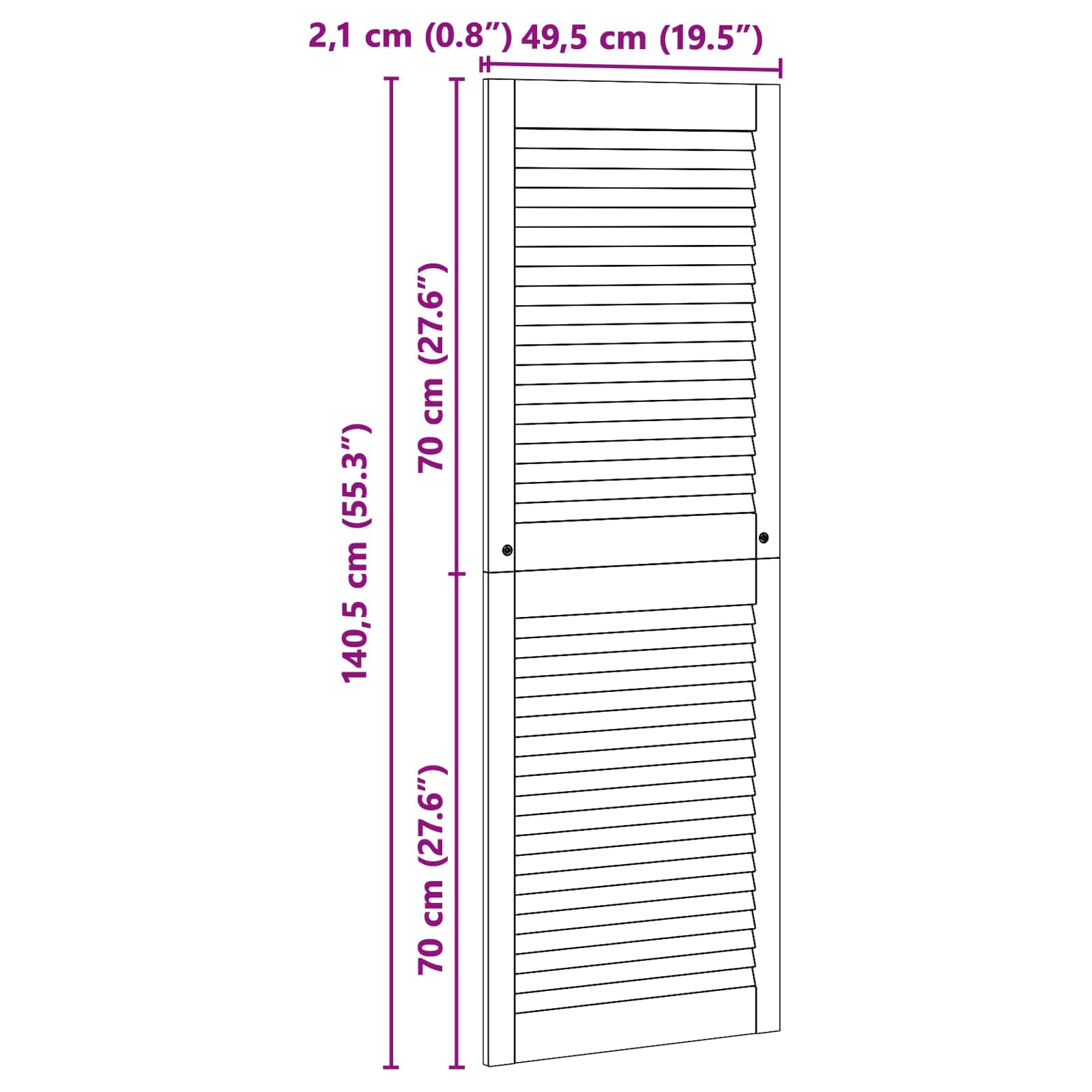 Juego de 2 puertas de armario de madera de pino maciza, 49,5 x 2,1 x 140,5 cm, para salón, dormitorio, pasillo, cocina, baño, renovación