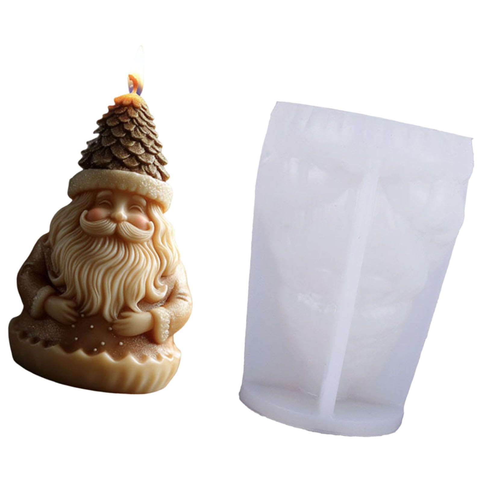 KAQNTUD Santa Claus Candle Silicone Mould Multi-Purpose Silicone Mould for Making Soap Holiday Decoration Epoxy Resin Santa Mould