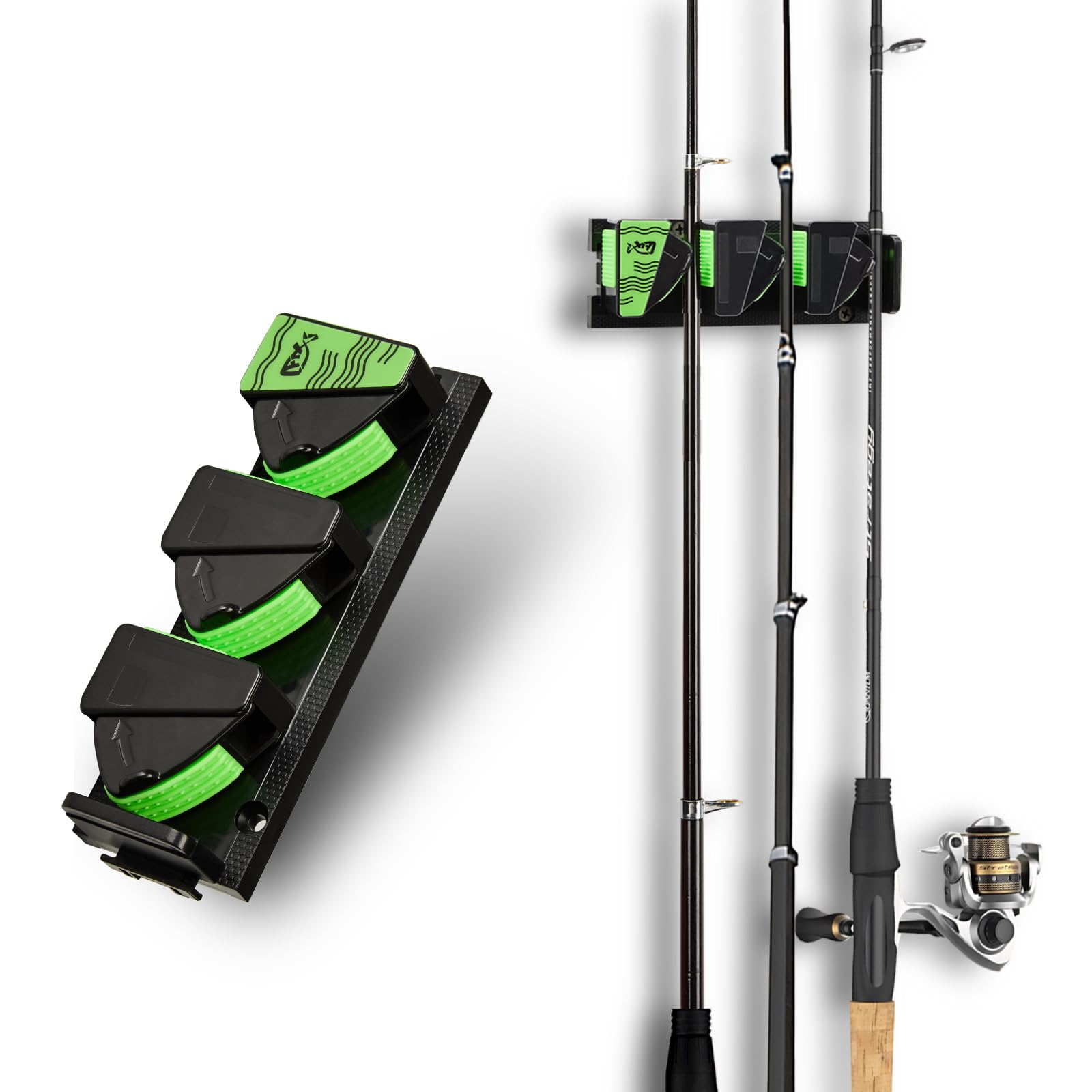 TORIOX Fishing Rod Holder Wall Mount, Expandable Fishing Pole Rack for Garage & Boat, Space-Saving Rod Storage Organizer with UV Silicone Clips & Free