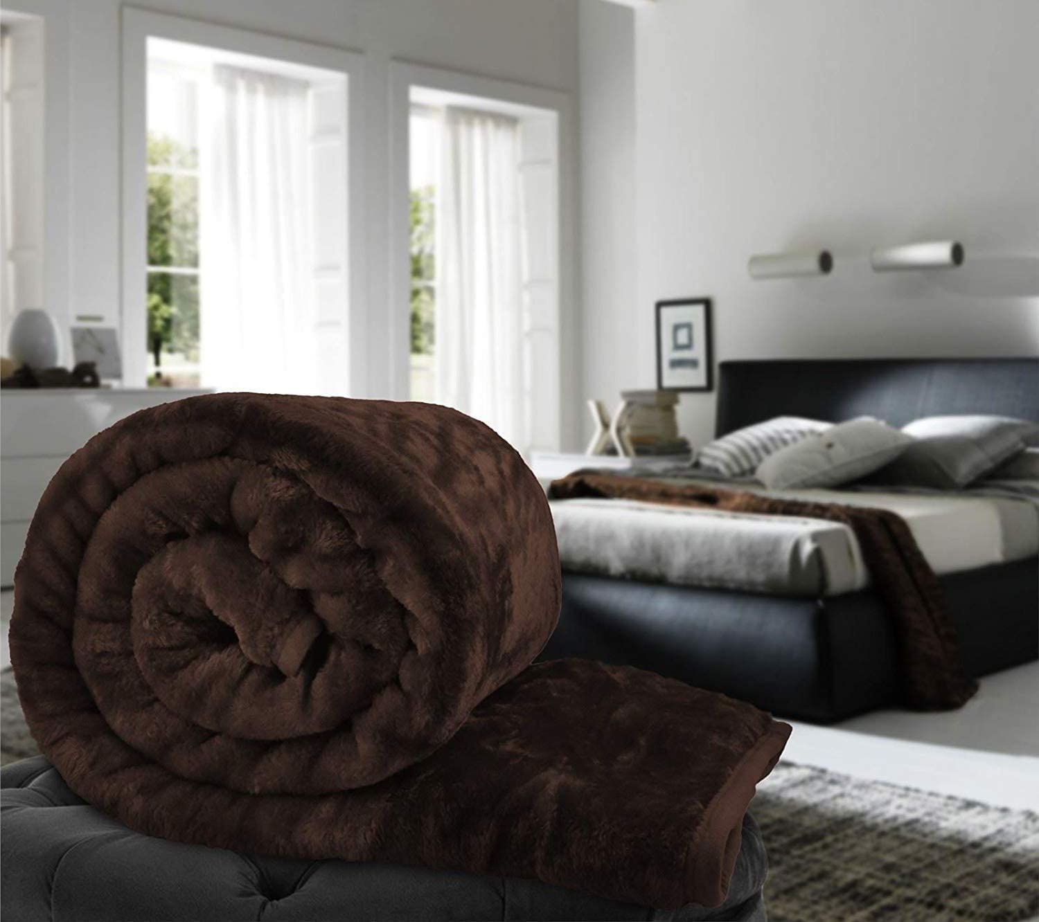 Tundwal's Soft Single Bed Mink Thick Blanket - Super Soft Warm Plush Royal Blanket Ideal for All Weathers Mink Blanket -Brown-Pack of 1