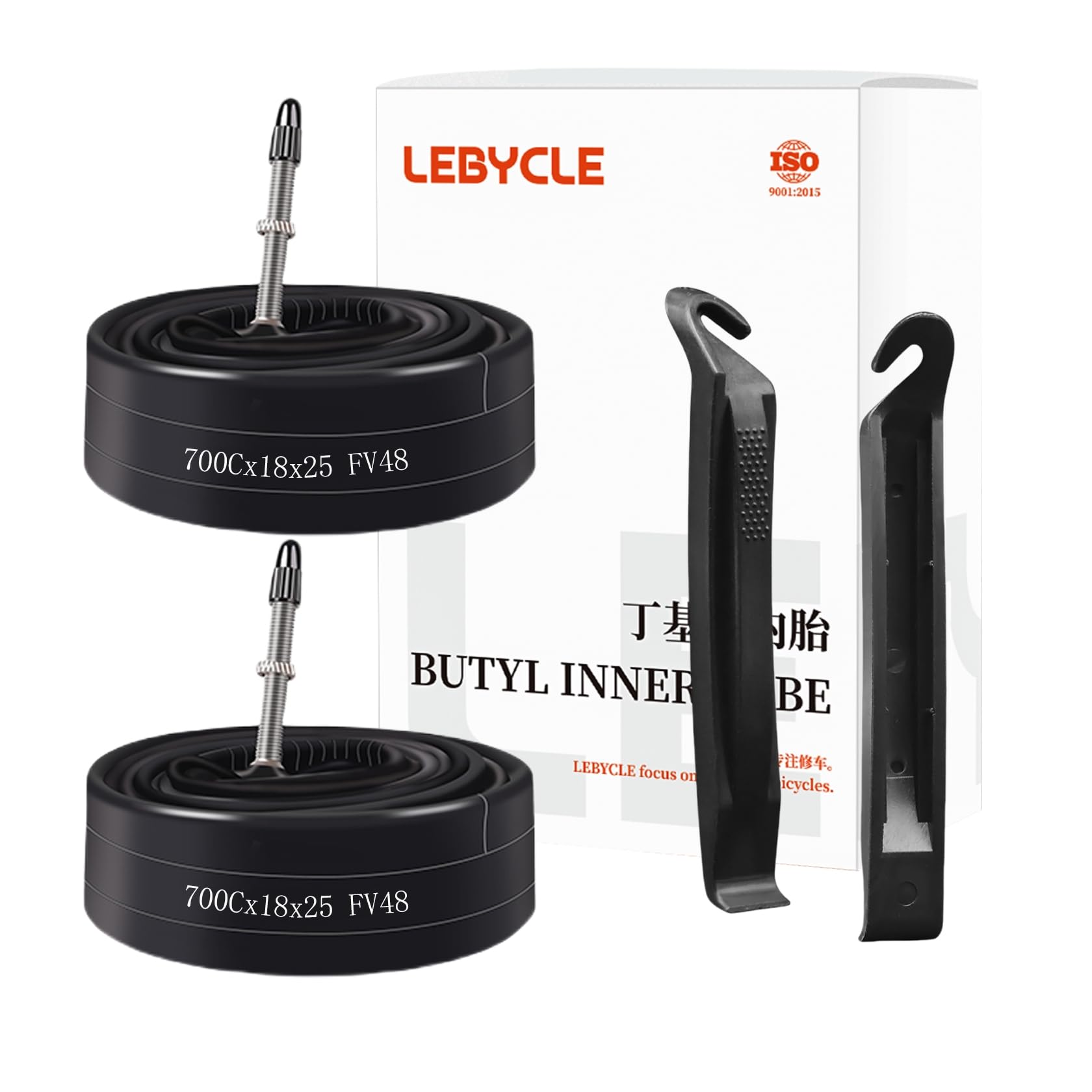 2-Pack Bicycle Inner Tubes, Schrader & Presta Valve(48mm) Durable Butyl Rubber Fits 20" 26" 27.5" 29" Tires 1.75–2.125" Wide and 700C 18~25 Includes 2