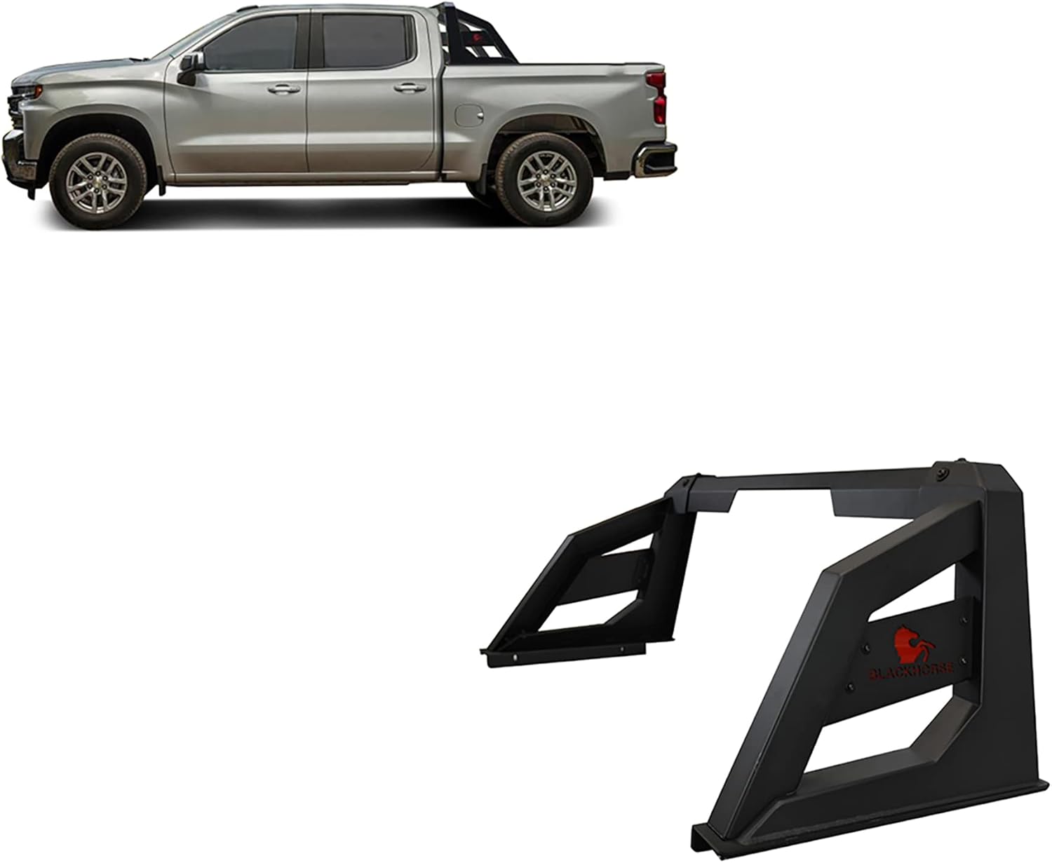 Black Horse Armour Roll Bar Matte Black Compatible with 2001-2006 Chevrolet Silverado 3500|2007-2026 Chevrolet Silverado 3500 HD|2000-2026 Ford F-150|2007-2026 GMC Sierra 3500 HD| 2007-2026 Tundra