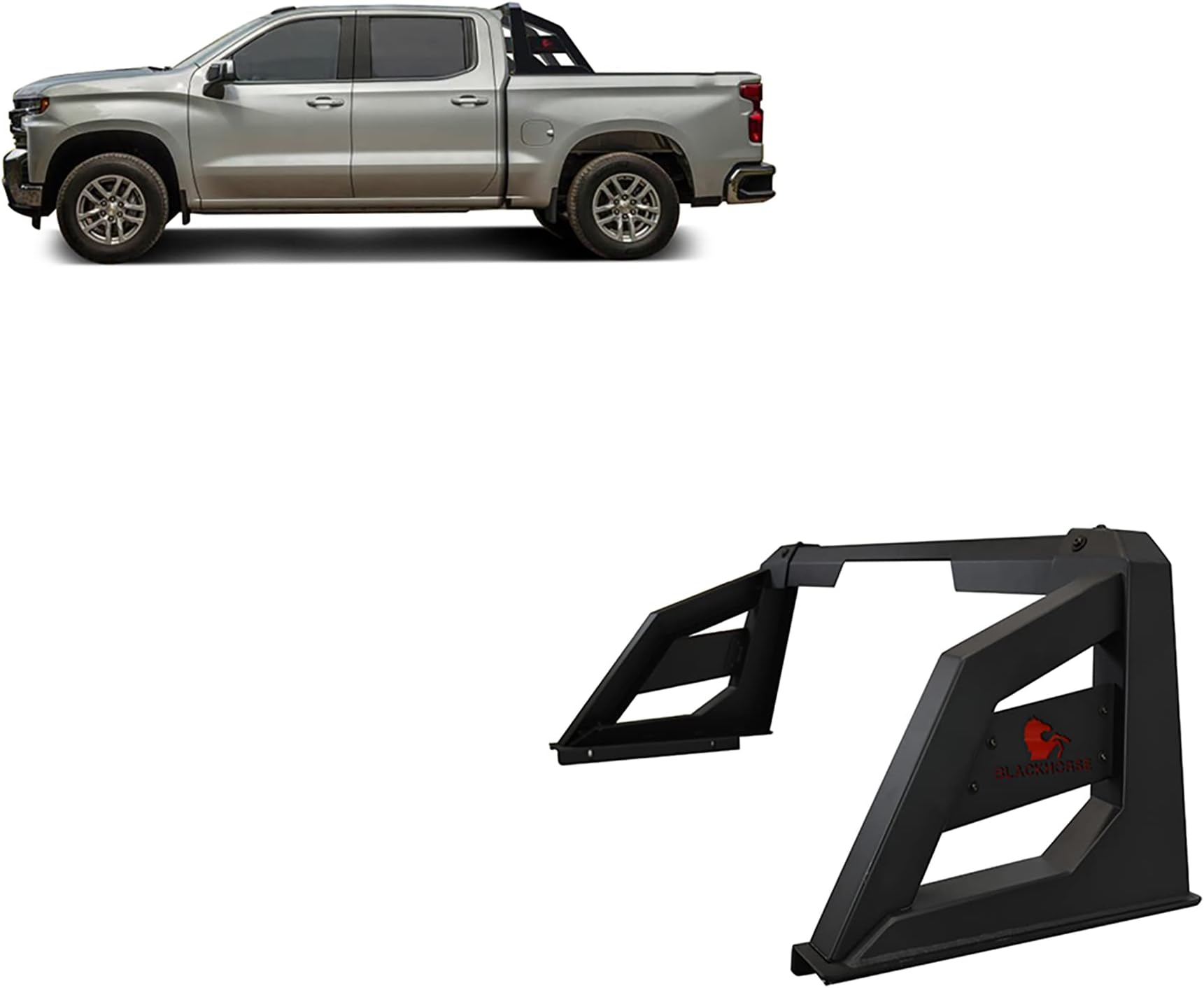 Black Horse Armour Roll Bar Matte Black Compatible with 2001-2006 Chevrolet Silverado 3500|2007-2026 Chevrolet Silverado 3500 HD|2000-2026 Ford F-150|2007-2026 GMC Sierra 3500 HD| 2007-2026 Tundra