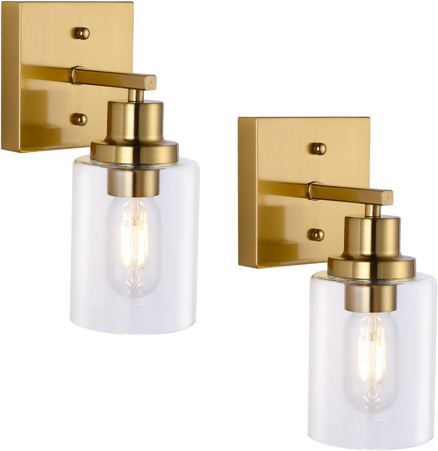 2 Pack Vintage Wall Sconces Brass Wall Mounted Lighting Fixture With G - View #7