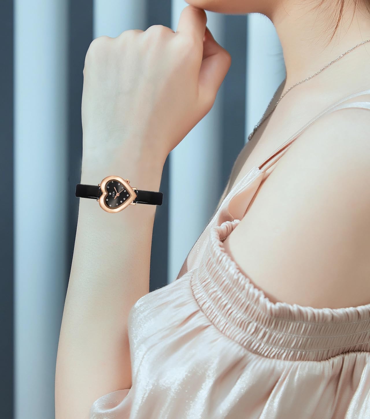 MASTOP Luxury Women's Watch Heart Shape Case Diamonds Leather Strap Quartz Waterproof Elegant Casual Ladies Wirstwatch - Image 7