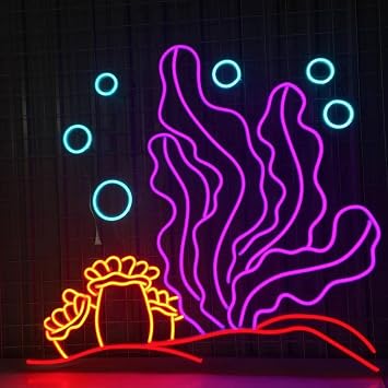 Craftnamesige Coral Neon Sign, Personalized Seafood LED Signs for Wall Decor, Custom Light Up Acrylic Displays for Home Club Party Restaurant Bar Bedroom Wall Art 3D Gift Decorations