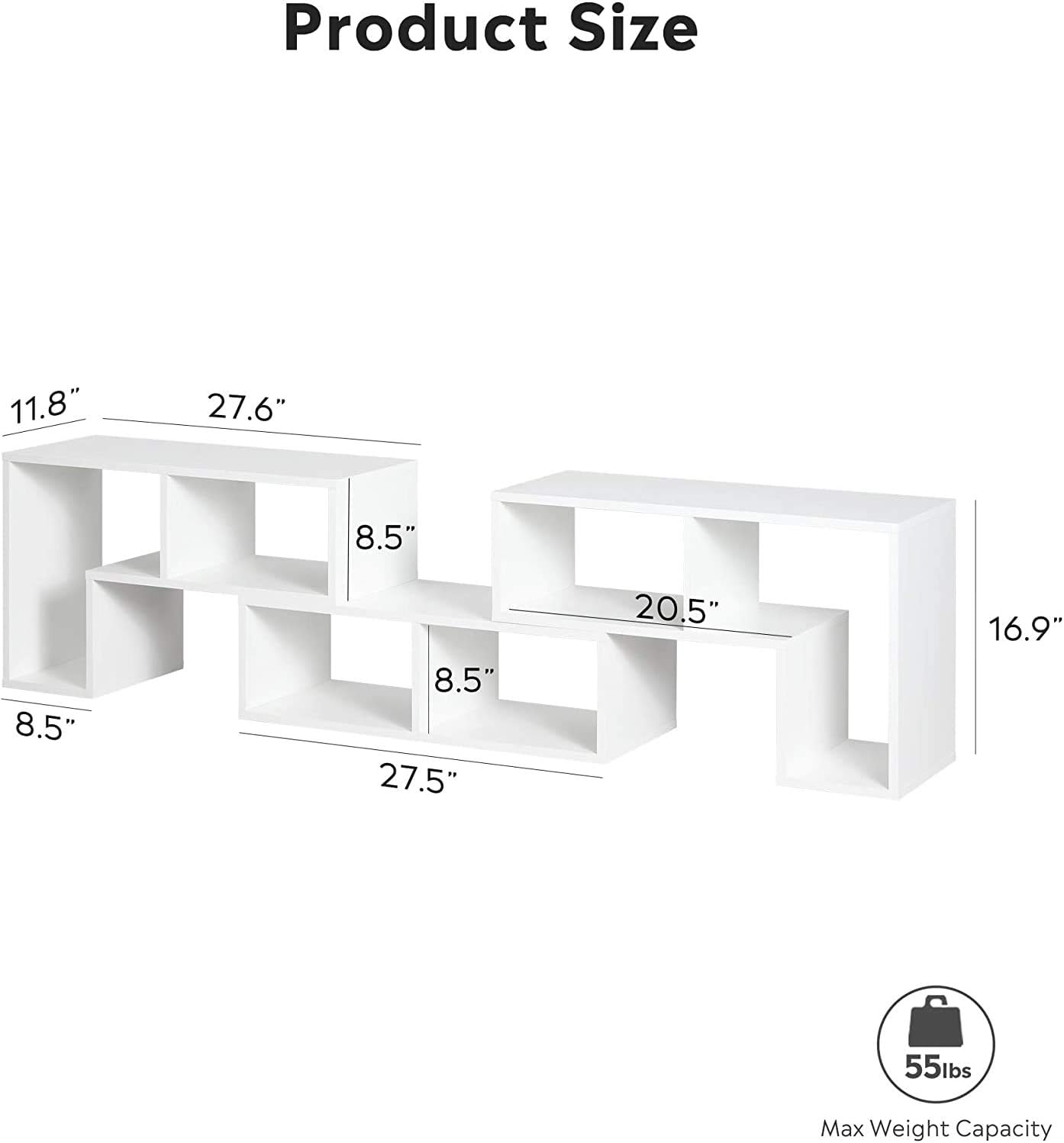 DEVAISE 3 Pieces TV Console Stand, TV Table Modern Entertainment Center Media Stand, Storage Bookcase Shelf for Living Room, White