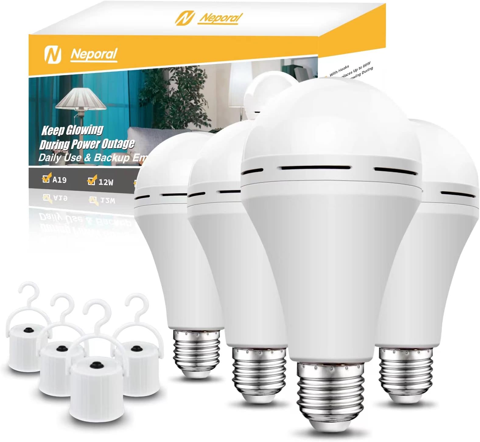 Rechargeable Light Bulbs, Back Up Battery Light Bulbs, 15W 80W