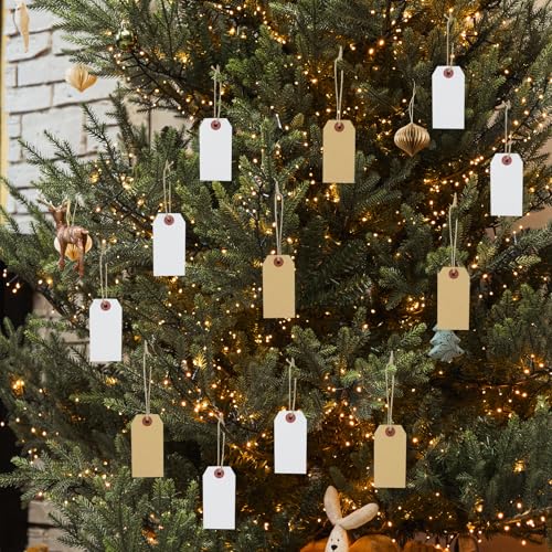 200 Stück 7 x 3,5cm Preisschilder in 2 Farben(Gelb und Weiß) Flohmarkt Etiketten, Geschenkanhänger Markierungsschildern für Kleidung Schmuck Display