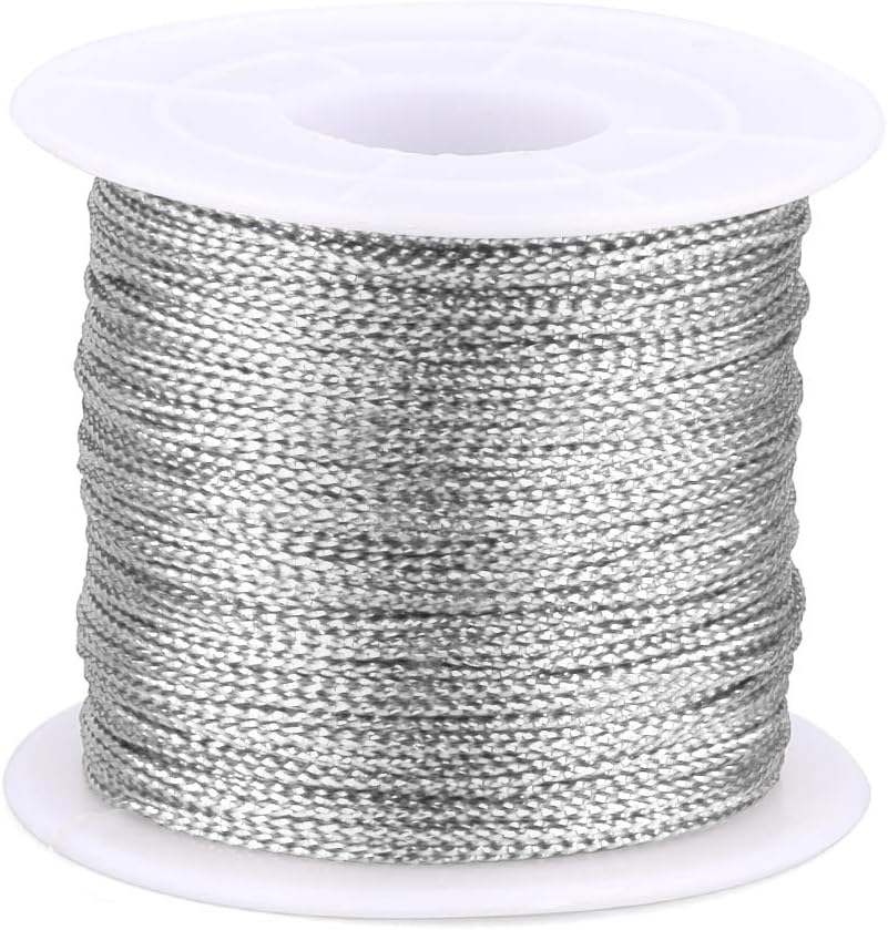 jijAcraft 100M Silver Twine String: 1mm Metallic Thread with Coil, Silver Cord String for Christmas, Jewelry Making, DIY Craft and Packing