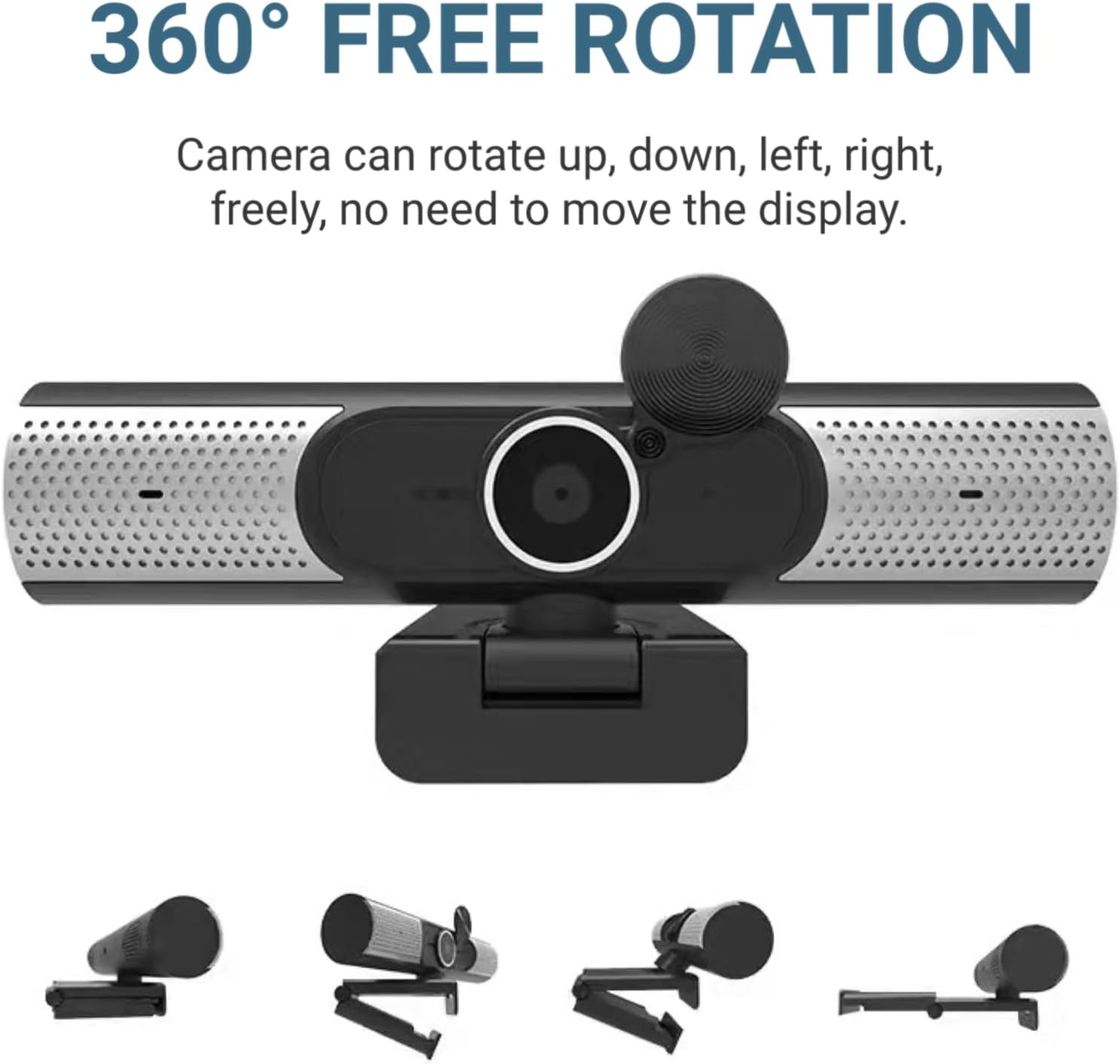 USB Webcam, 2K 30fps Auto Focusing Webcam with HiFi Speaker, Noise Reduction Mic for Desktop Laptop Video Chat, Plug and Play