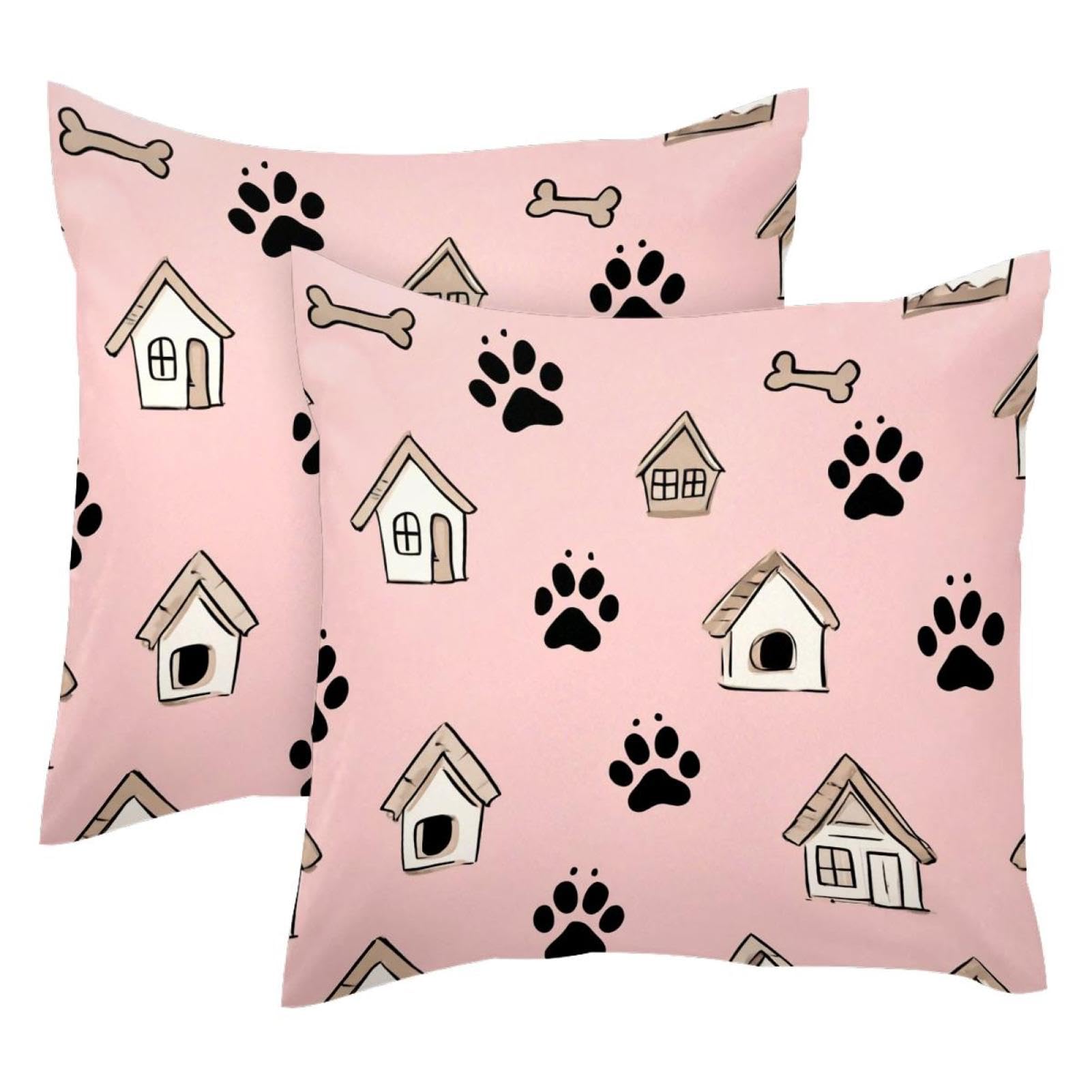 Housse de coussin velours motif chien 50x50 lot de 2 protège canapé déco