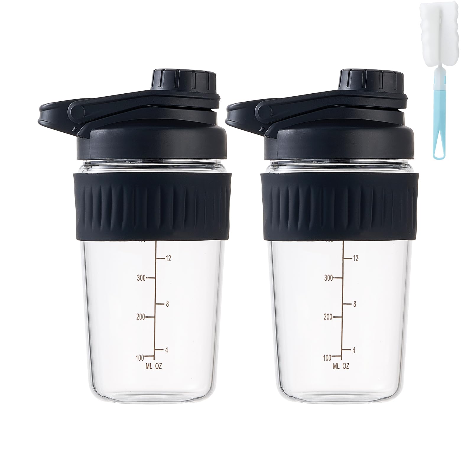 16oz Glass Shaker Bottle for Protein, Small Borosilicate Glass Protein Powder Leak-Proof Shaker Cup Mixes with 304 Blending Ball(16oz,Black) — view 13