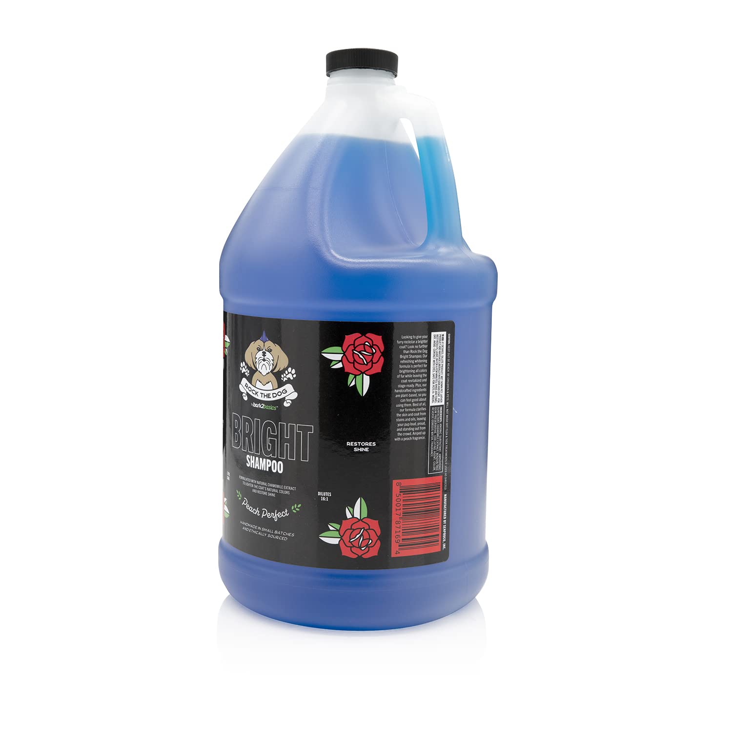 Bark2Basics Rock The Dog Brightening Pet Shampoo, 1 Gallon - Lightens The Coat's Natural Color, Whitens, Brightening, Removes Stains in Fur, Concentrated