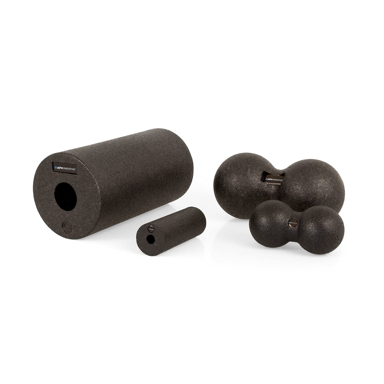 Starter Set inklusive 2 Faszienrollen und 2 Peanut Bällen mit Transport-Taschen | hochdichter EPP Schaumstoff | Foam Roller zur Selbstmassage | Sport Massagerolle
