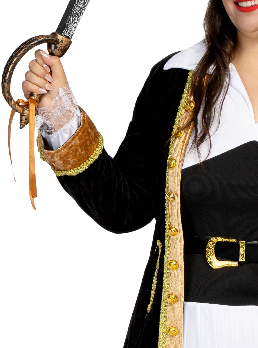 Funidelia | Kostium Piratka Deluxe Kolekcja Kolonialna dla kobiet Korsarz Bukanier - Strój dla dorosłych i zabawne akcesoria na imprezy karnawał i Halloween - Czarny