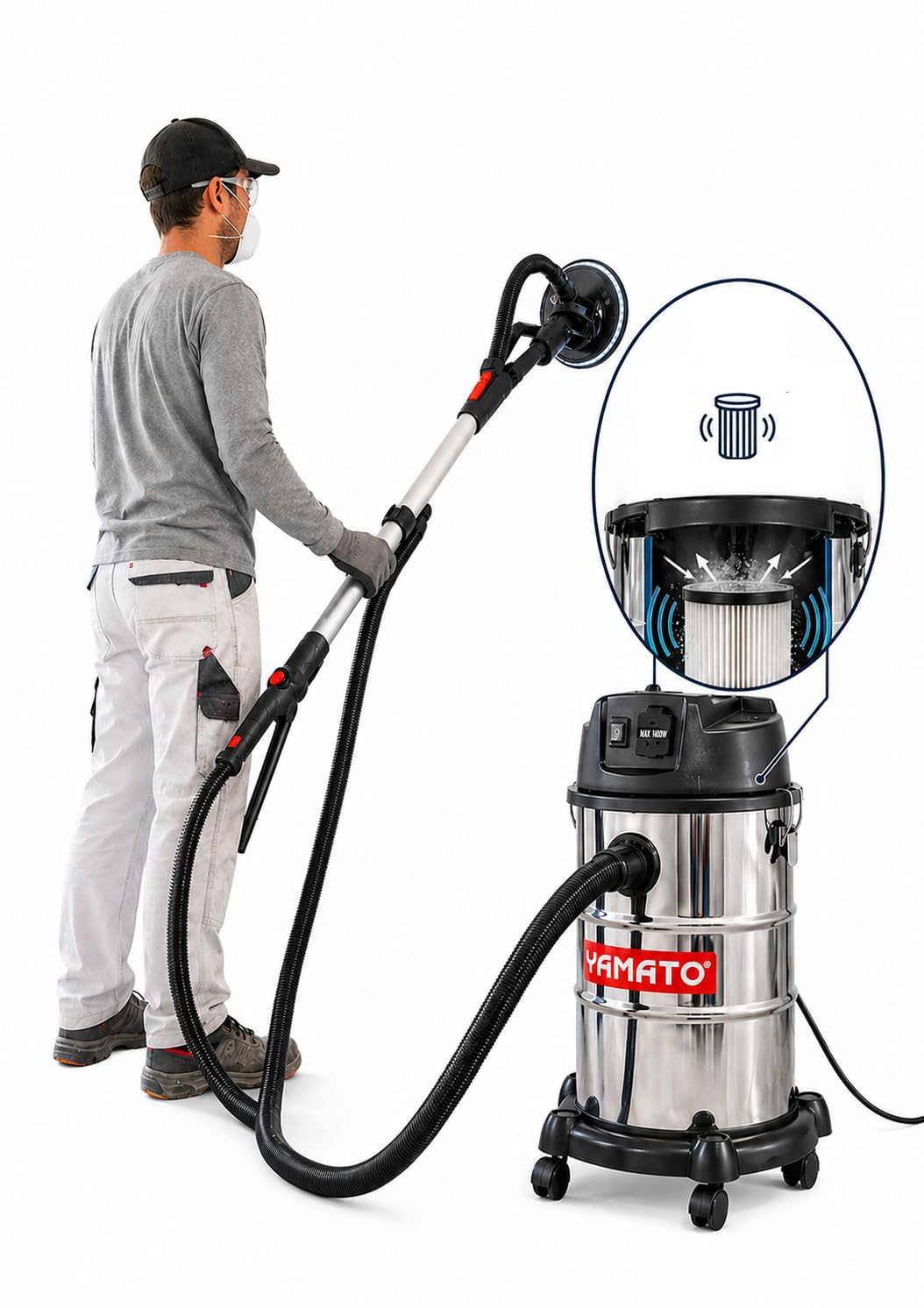 Salone Negozio Online Bidone aspiratore 30 LT per Giraffa levigatrice solidi e liquidi con scuotifiltro specifico per polveri carpenteria