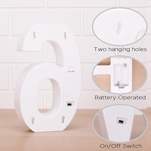 Miniatura 3 de Números LED de marquesina, pequeños números iluminados para fiesta, número iluminado de 21.8 cm con batería para cumpleaños, luz nocturna,