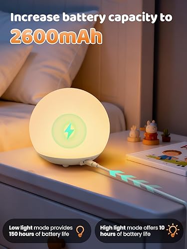 Miniatura 6 de Luz de huevo para guardería, batería de 2600 mAh con tiempo de funcionamiento de 150 horas, luz cálida de 3000 K y RGB 16 colores, atenuación