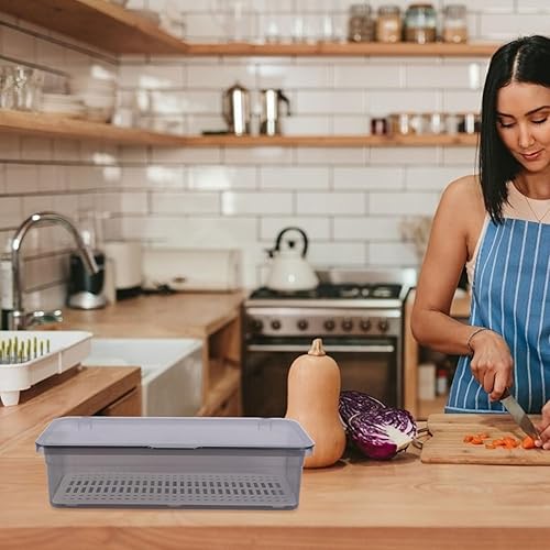 Miniatura 7 de Cabilock Bandeja de plástico para cubiertos con tapa, organizador de cubiertos y cajones de utensilios de cocina, contenedor de almacenamiento para