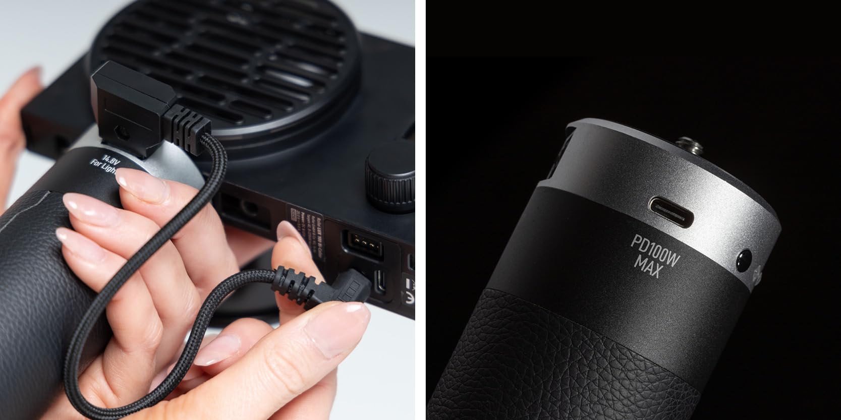 Rollei Impugnatura batteria | 99 Wh | per serie LUX | Compatibile con luci Rollei LUX | potente batteria da 99 Wh | Connettori D-Tap & USB-C