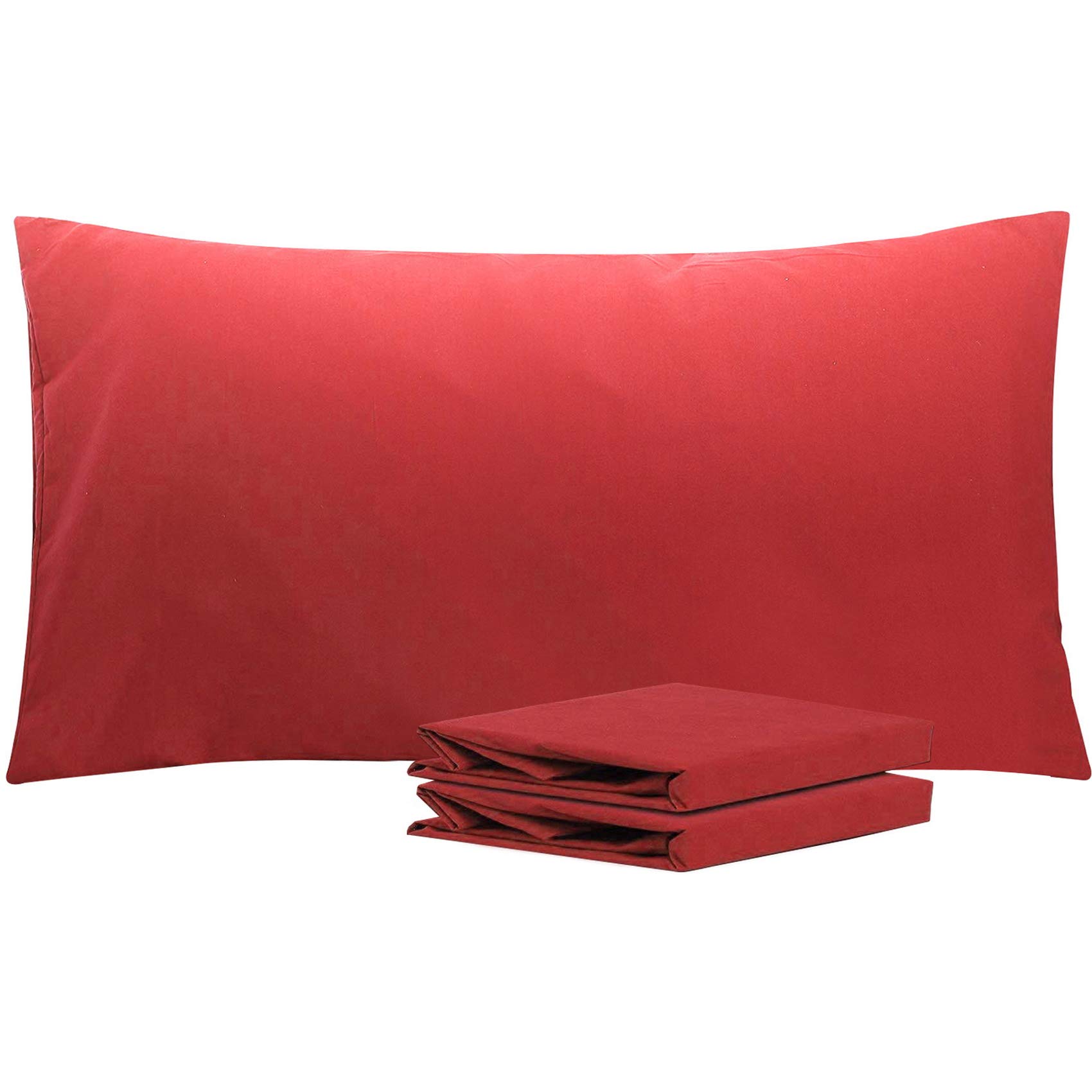 NTBAY King Pillowcase Set - 2 Pack Brushed Microfiber 20x36 Pillowcases - Soft, Wrinkle-Free, Fade-Resistant, Stain-Resistant, Wine Red Pillowcases with Envelope Closure - 20x36 Inches, Wine Red