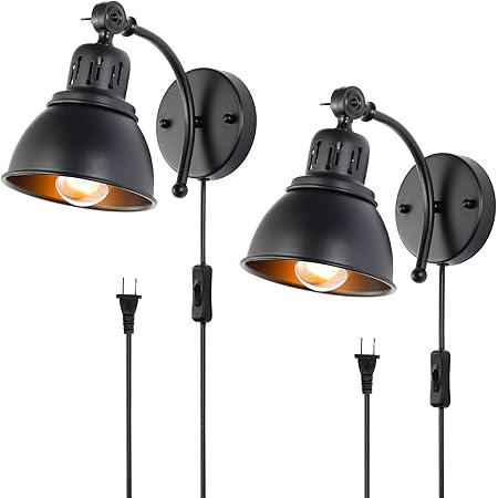 Set Of 2 Rustic Farmhouse Wall Sconces, Vintage Industrial Plug-in Wall Lights - On Sale - - 43031239
