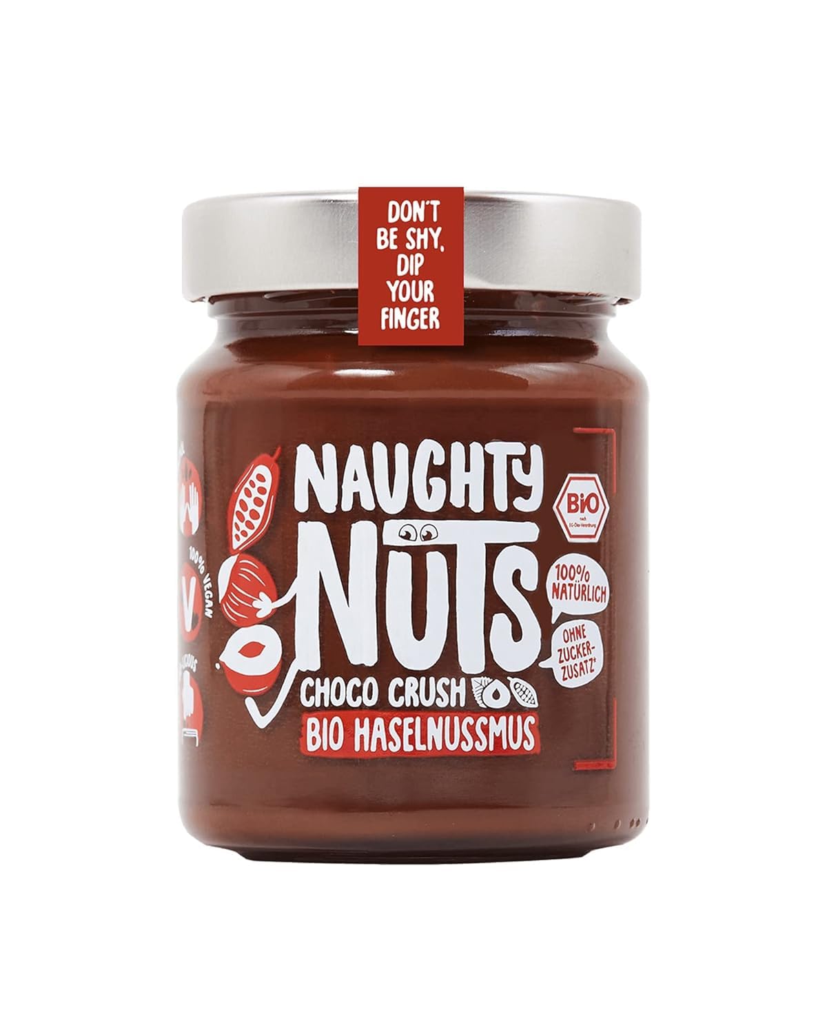 NAUGHTY NUTS Bio Haselnussmus Choco Crush | Vegane Schokolade | 100% Natürlich | Ohne Palmöl & Zucker | Ideal Als Topping Für Müsli | 250g