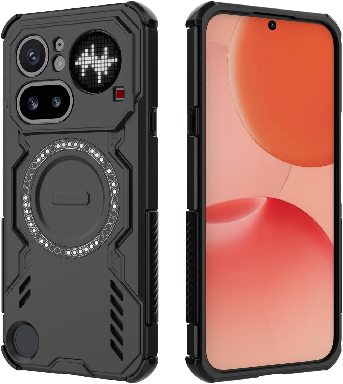 YUXING Nothing Phone 4a Pro Cover – Magnetica Antigoccia Militare Doppio Strato TPU+PC Paraurti Angolare Antiscivolo Anti-Impronte Nero