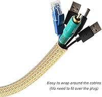 Vista 2 de CrocSee 10 pies - Funda trenzada para gestión de cables de 1/2 pulgada Protector de cable - Conducto de alambre dividido autoenvolvente para Beige