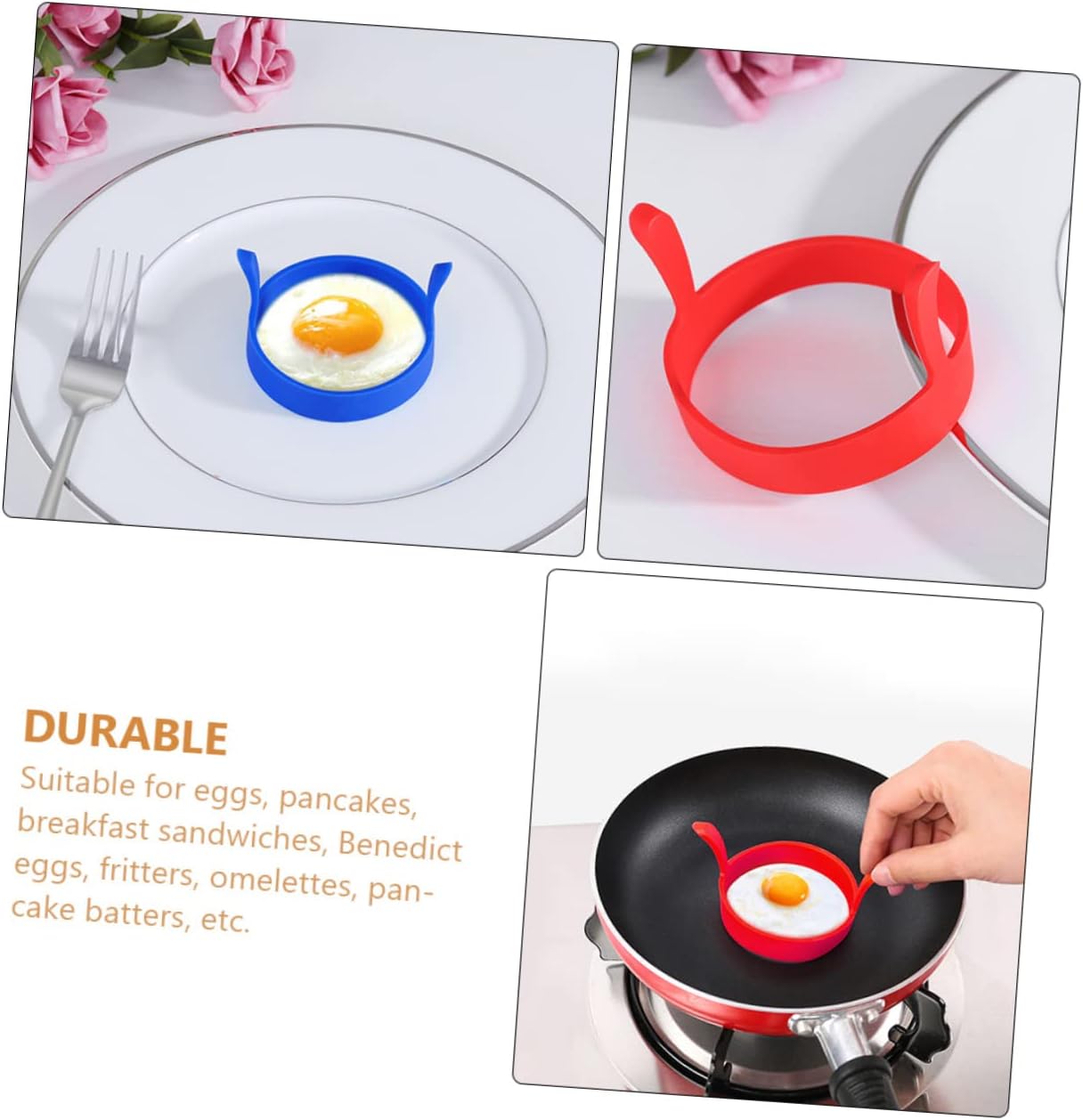 Hemoton 24pcs Food Grade Silicone Egg Rings Round Egg Molds Dishwasher Safe Pancakes and Breakfast Sandwiches