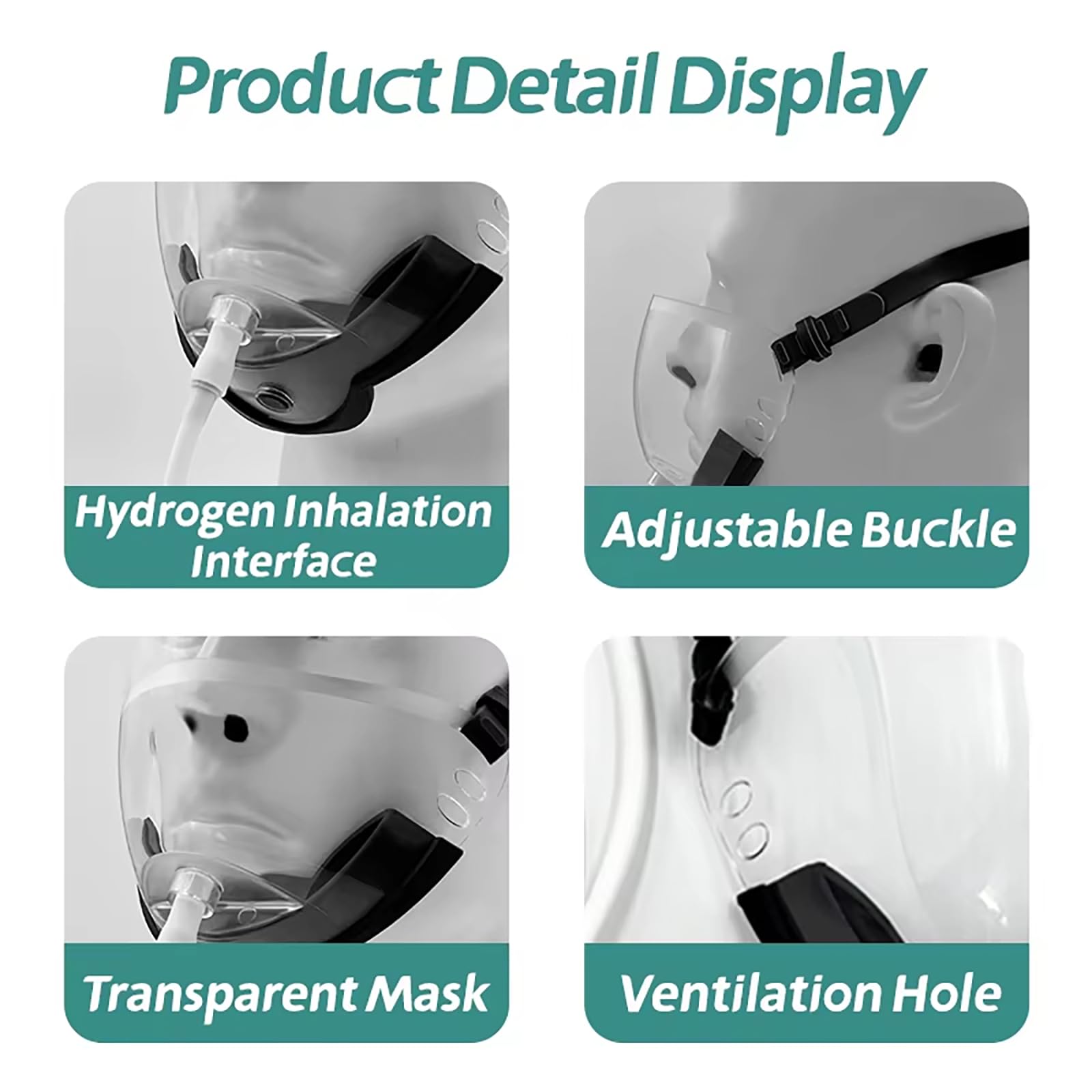 Máscara facial de inhalación de hidrógeno para terapia de gas H2, máscara de respiración ajustable para el cuidado de la piel facial y bienestar respiratorio