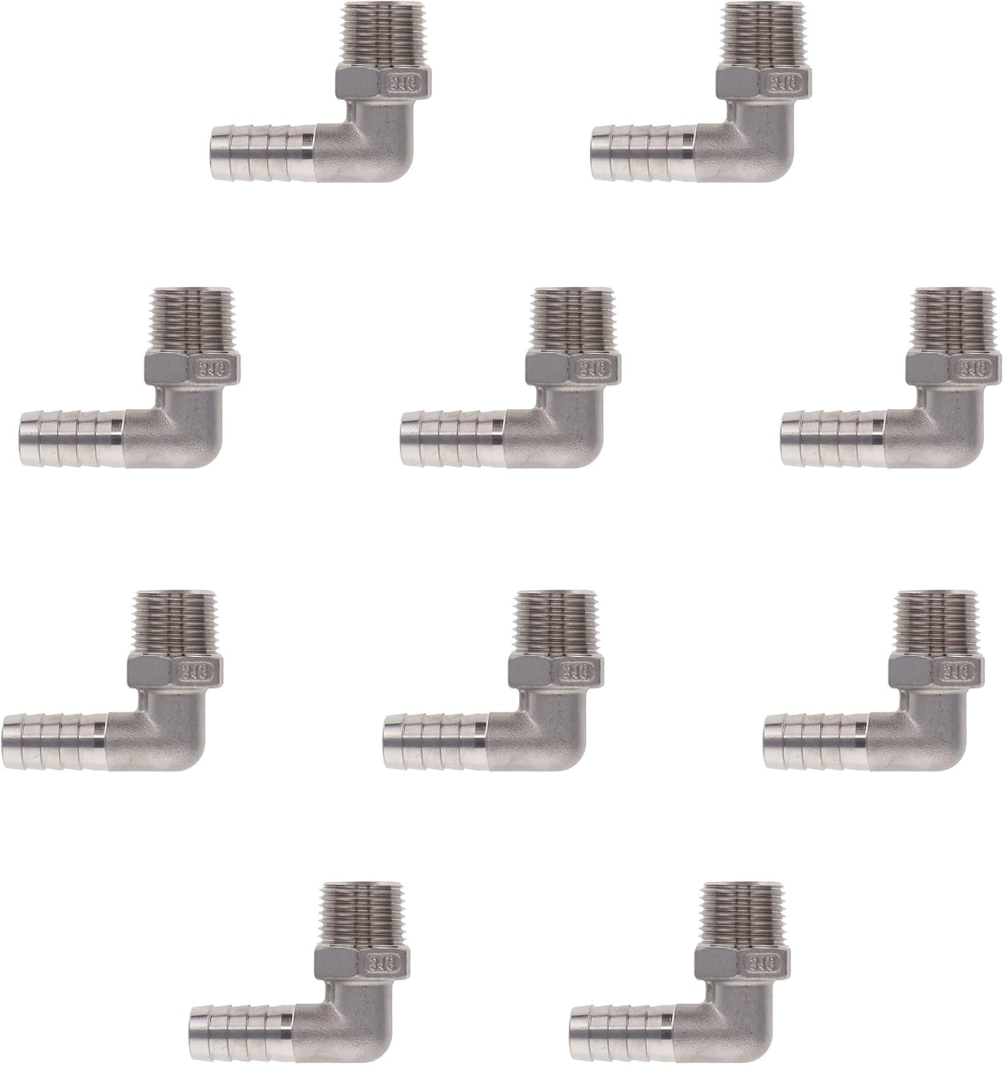 HYDRAULICS DIRECT | SS-HB-MP90-12-12 | 3/4" Hose x 3/4" NPT Male Pipe Rigid 90°- Stainless Hose Barb