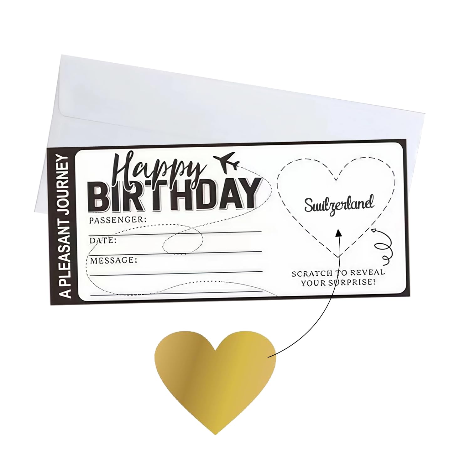 Onperpoe Travel Ticket Scratch Card Reveal Destination Personalised Card Boarding Pass Scratch Card Holiday Scratch Card Reveal Personalised Flight Ticket Boarding Pass Surprise Trip