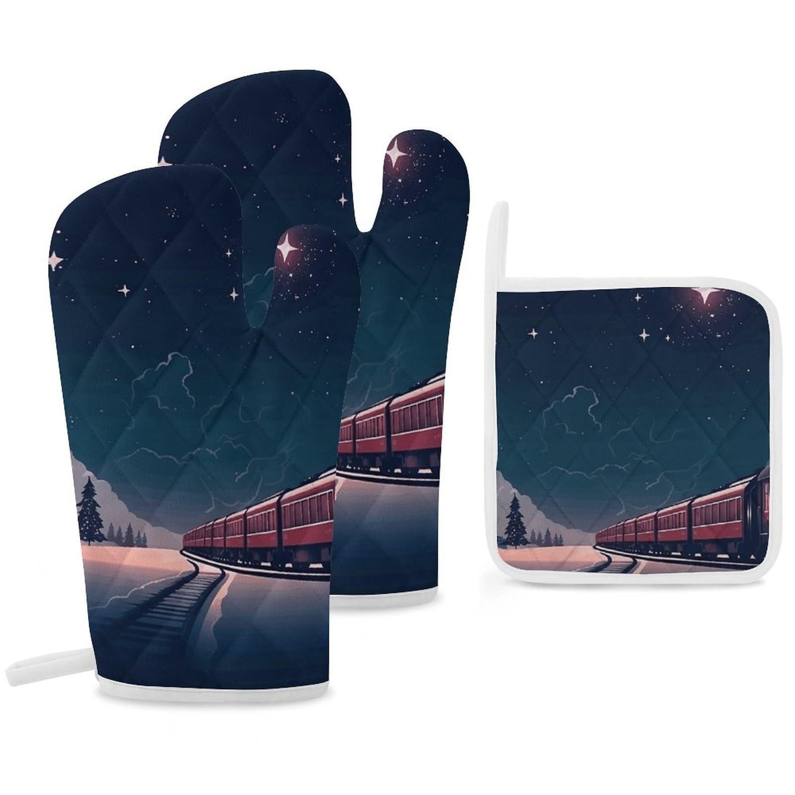 Lot de 3 maniques et gants de cuisine antidérapants pour four et barbecue