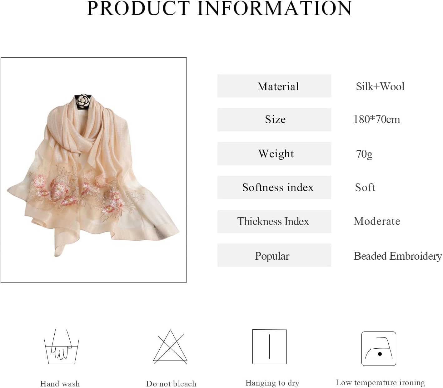 Silk Scarf Chiffon Scarf Women Ginkgo Embroidery Transparent Tulle Lightweight Long Scarf Shawl Wrap Spring Autumn - Image 7