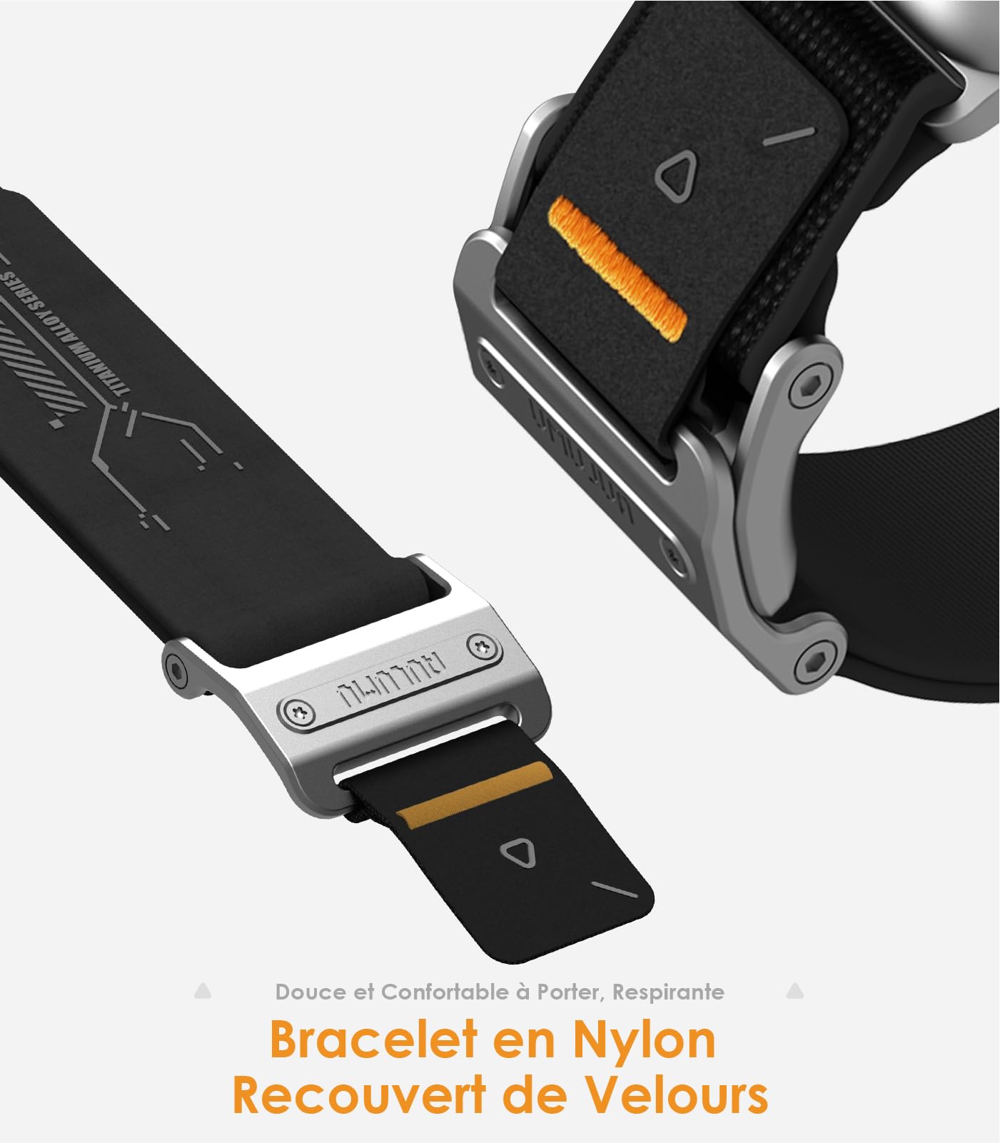 Aulumu Bracelet fin à boucle magnétique A11 conçu pour Apple Watch | Libération rapide de la mémoire | Tresse en nylon velours | Fermoir magnétique en acier inoxydable – Violet nuit
