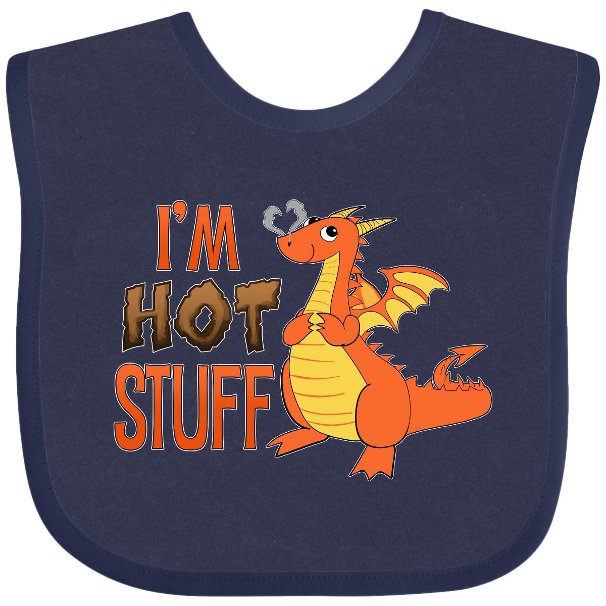 inktastic I'm Hot Stuff- Cute Dragon Baby Bib Navy Blue 2e303