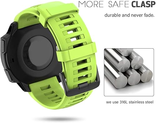 Miniatura 57 de NotoCity Instinct Band, Soft Silicone Replacement Watch Strap for Garmin Instinct 2/Solar Sports GPS Smartwatch With Adapter Tools Verde