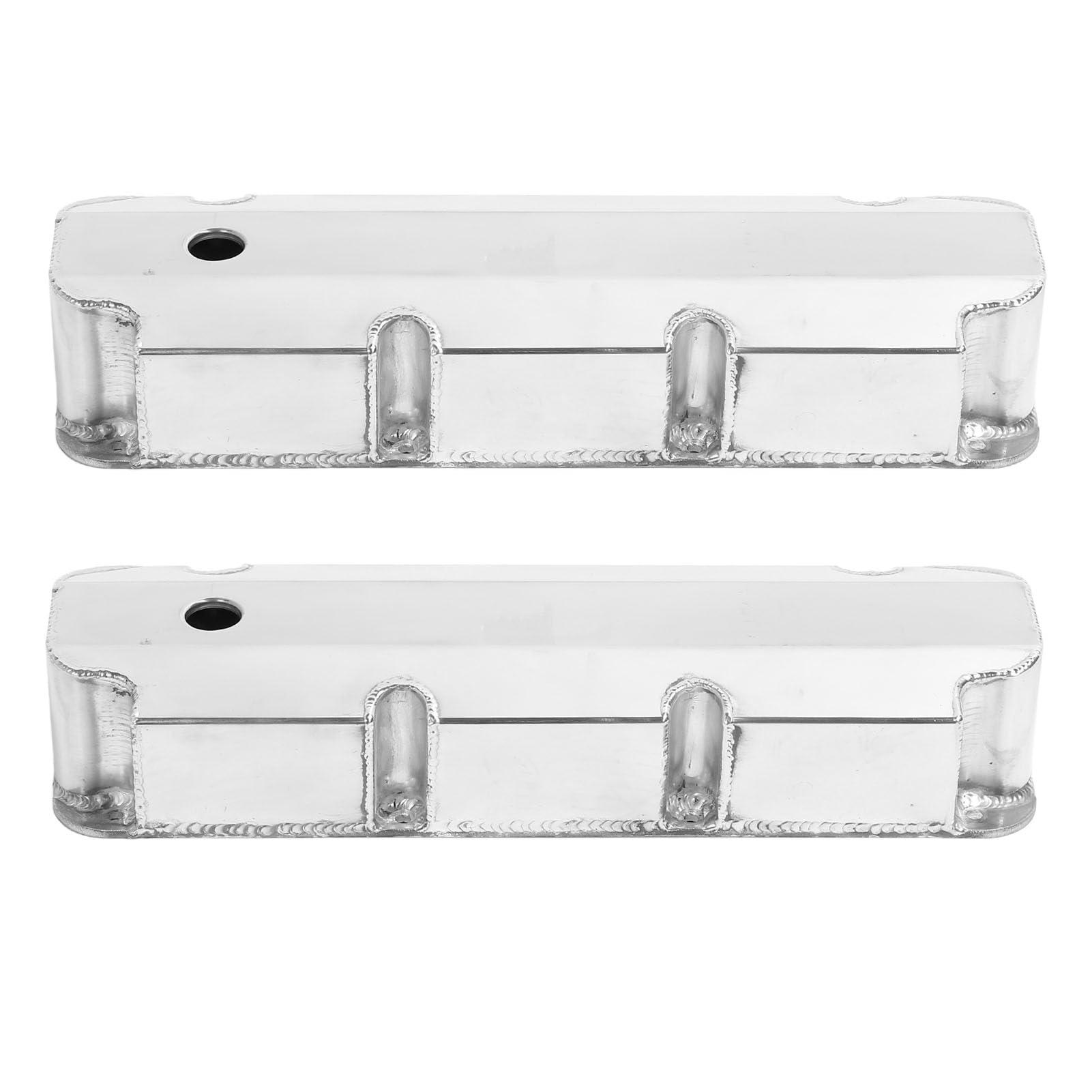 Dioche Tapas de Válvulas de Aleación de Aluminio Fabricadas en Plata Pulida E41363P para Motores V8 429-460 de 1968 en Adelante - Diseño Alto con Orificio de Ventilación de ID de -/4 pulg.