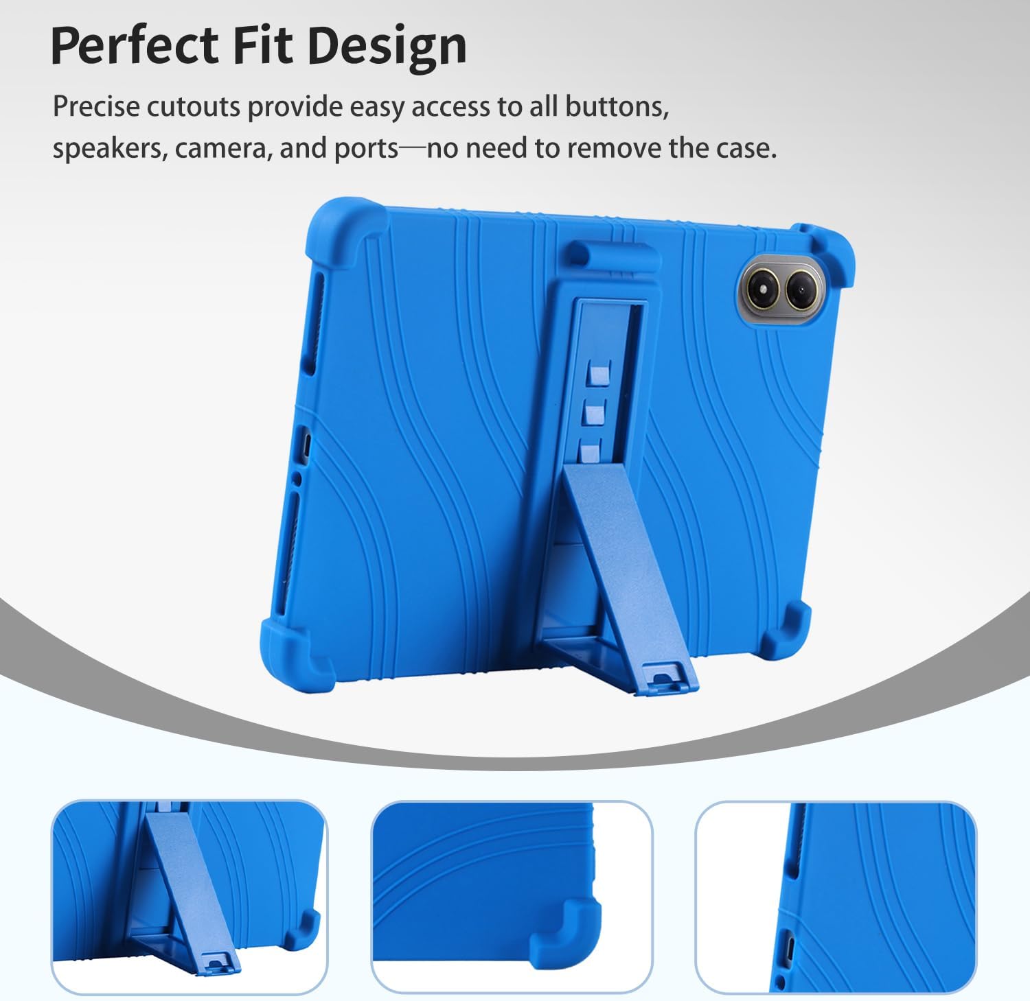 Case for Xiaomi Poco Pad M1 12.1-Inch Tablet – Shockproof Silicone Protective Cover with Kickstand, Drop-Resistant Business Style (Blue)