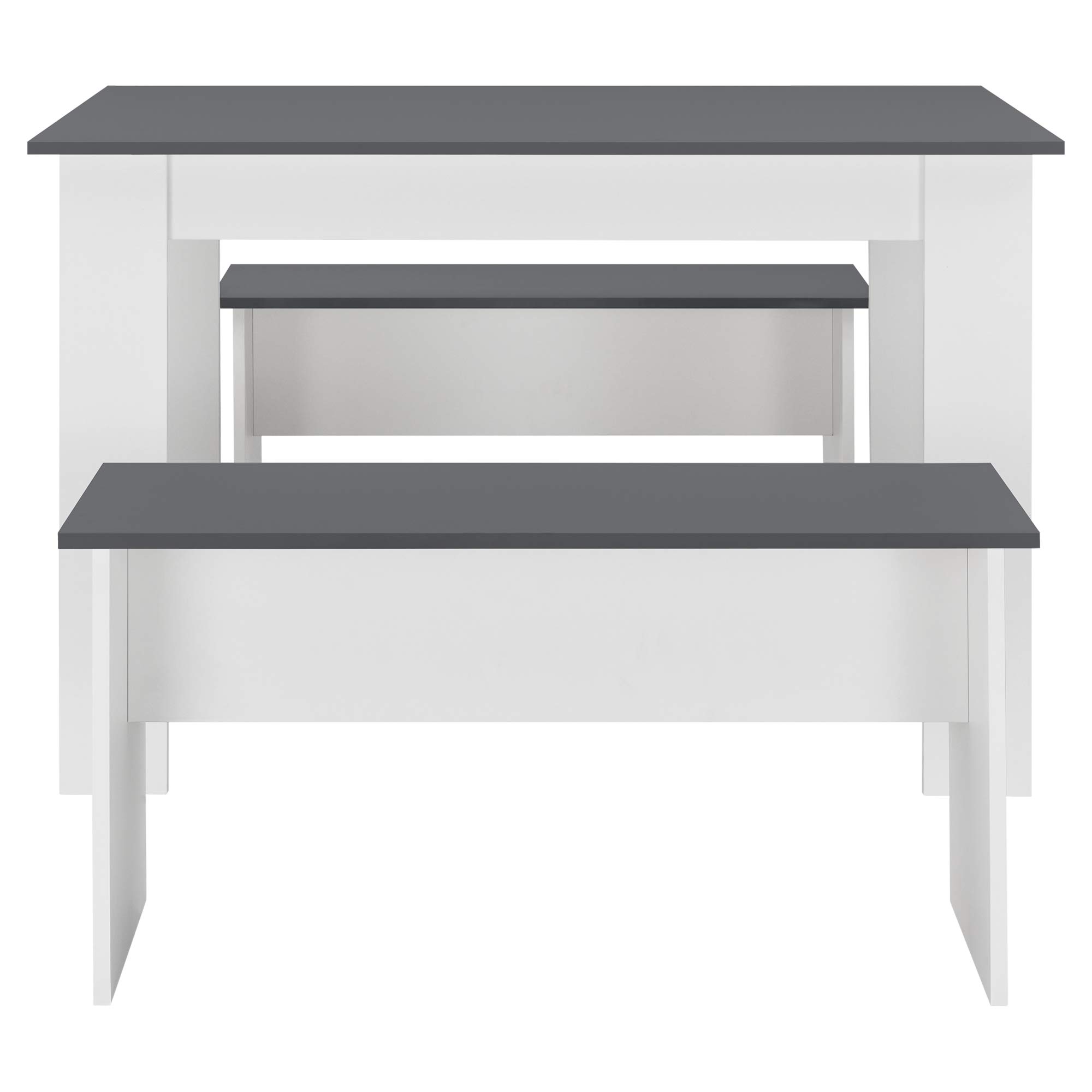 Lot De Table Et 2 Bancs De Salle À Manger Hokksund Pour 4 Personnes Blanc En Casa 4059438150890