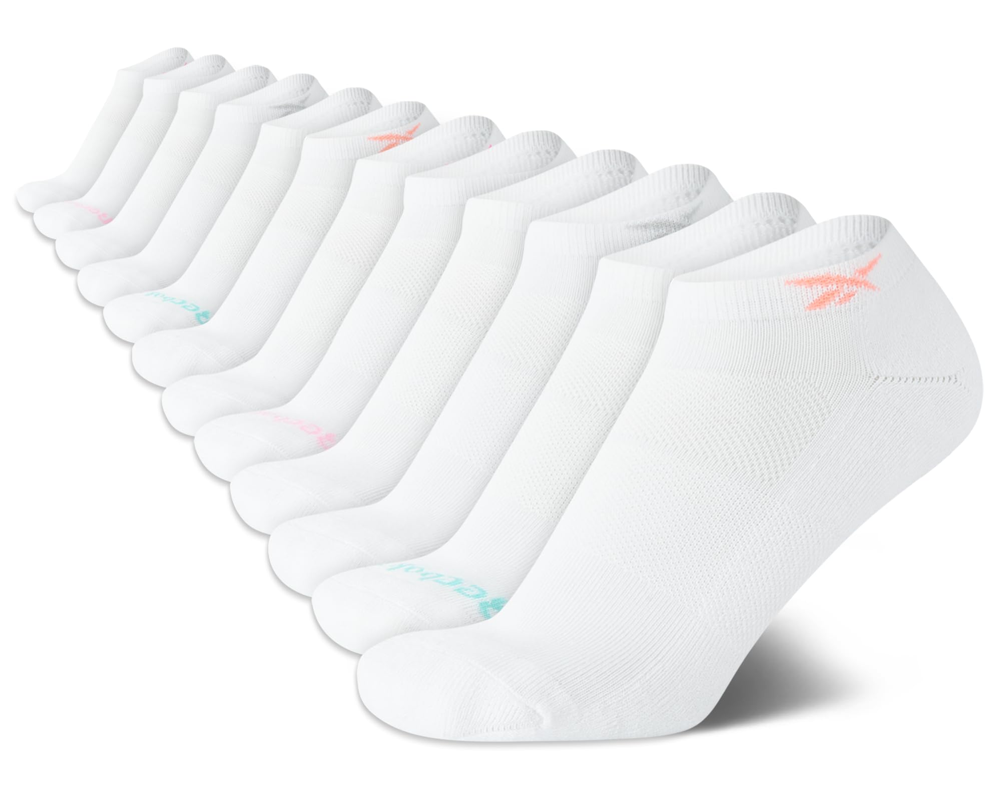 Reebok Womens Quarter Socks 12 Pack Moisture Wicking Cushioned Athletic