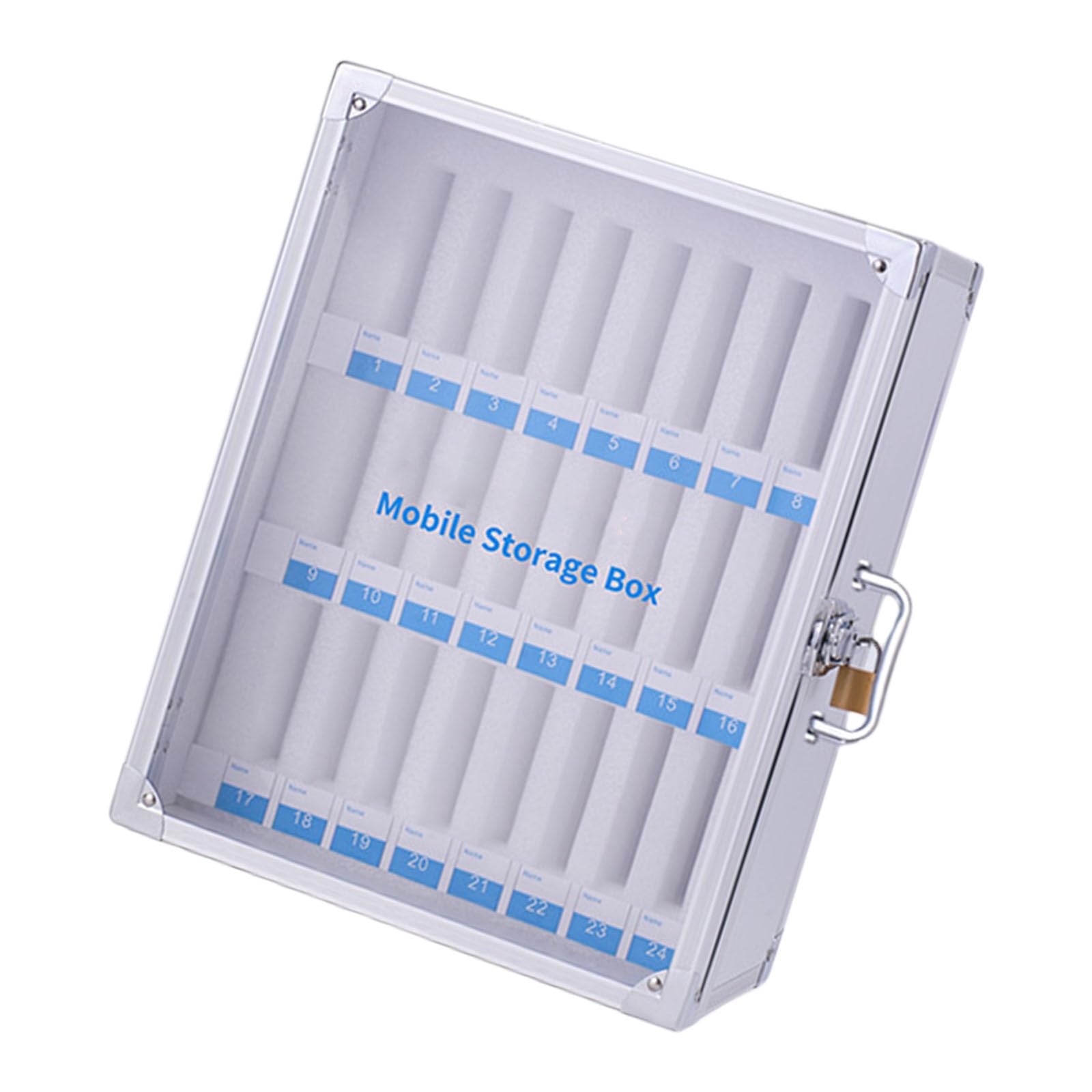 Tfaoys 24 Bits Locking Phone Storage Box Secure Cabinet For Smartphones Aluminum Construction With Pearls Cotton Padding Lockable Phone Storage Box